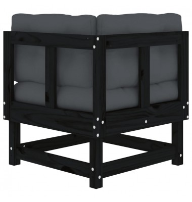  Kampinės sofos dalys su pagalvėlėmis, 2vnt., juodos, pušis - Moduliniai lauko baldai - 7