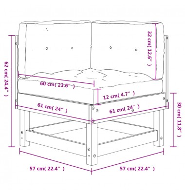  Kampinė sofos dalis su pagalvėlėmis, balta, pušies masyvas - Moduliniai lauko baldai - 9