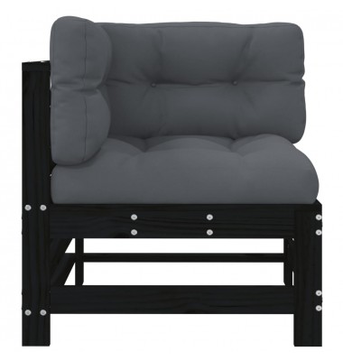  Kampinė sofos dalis su pagalvėlėmis, juoda, pušies masyvas - Moduliniai lauko baldai - 3