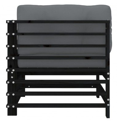  Kampinė sofos dalis su pagalvėlėmis, juoda, pušies masyvas - Moduliniai lauko baldai - 4