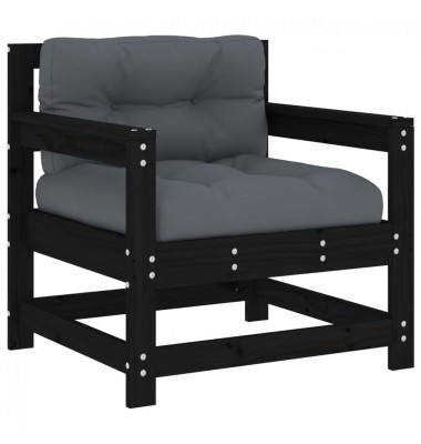  Sodo kėdės su pagalvėlėmis, 2vnt., juodos, pušies masyvas - Moduliniai lauko baldai - 3