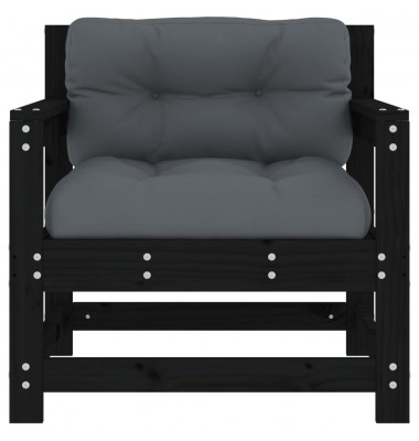  Sodo kėdės su pagalvėlėmis, 2vnt., juodos, pušies masyvas - Moduliniai lauko baldai - 4