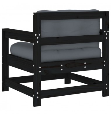  Sodo kėdės su pagalvėlėmis, 2vnt., juodos, pušies masyvas - Moduliniai lauko baldai - 6