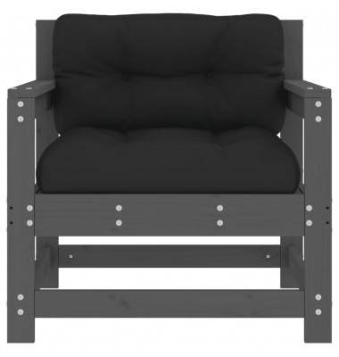  Sodo kėdės su pagalvėlėmis, 2vnt., pilkos, pušies masyvas - Moduliniai lauko baldai - 4