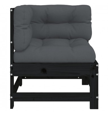 Kampinė sofos dalis su pagalvėlėmis, juoda, pušies masyvas - Moduliniai lauko baldai - 3