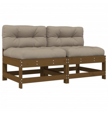  Vidurinės sofos dalys su pagalvėlėmis, 2vnt., medaus, pušis - Moduliniai lauko baldai - 2