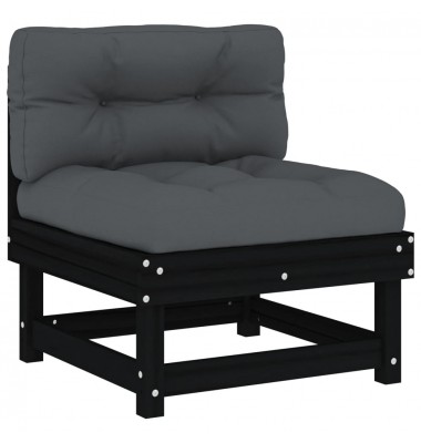  Vidurinės sofos dalys su pagalvėlėmis, 2vnt., juodos, pušis - Moduliniai lauko baldai - 4