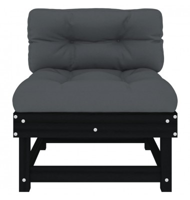  Vidurinės sofos dalys su pagalvėlėmis, 2vnt., juodos, pušis - Moduliniai lauko baldai - 5