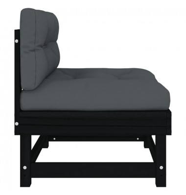  Vidurinės sofos dalys su pagalvėlėmis, 2vnt., juodos, pušis - Moduliniai lauko baldai - 6