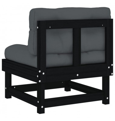  Vidurinės sofos dalys su pagalvėlėmis, 2vnt., juodos, pušis - Moduliniai lauko baldai - 7