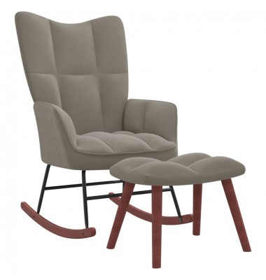 Supama kėdė su pakoja, šviesiai pilkos spalvos, aksomas - Supamos kėdės - 1