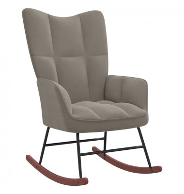  Supama kėdė su pakoja, šviesiai pilkos spalvos, aksomas - Supamos kėdės - 5