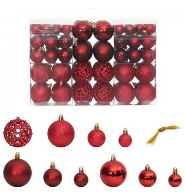  Kalėdiniai žaisliukai, 100vnt., raudonojo vyno spalvos, 3/4/6cm - Kalėdinės dekoracijos - 1