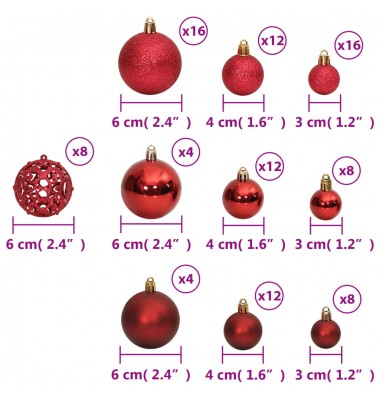  Kalėdiniai žaisliukai, 100vnt., raudonojo vyno spalvos, 3/4/6cm - Kalėdinės dekoracijos - 8