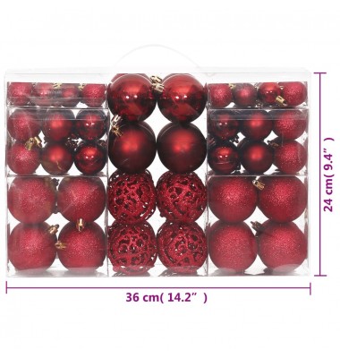  Kalėdiniai žaisliukai, 100vnt., raudonojo vyno spalvos, 3/4/6cm - Kalėdinės dekoracijos - 9