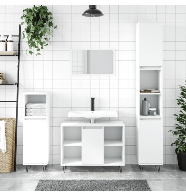  Vonios kambario spintelė, balta, 30x30x100cm, apdirbta mediena - Vonios spintelės, veidrodžiai - 1