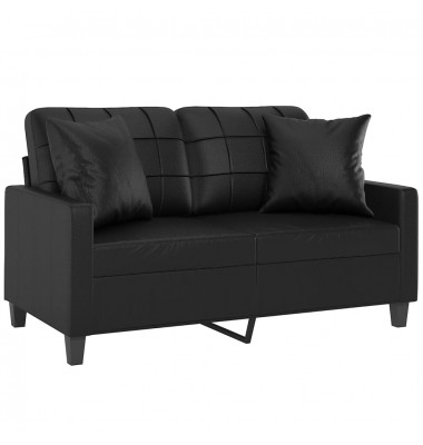  Dvivietė sofa su pagalvėlėmis, juoda, 120cm, dirbtinė oda - Sofos, sofos-lovos - 3