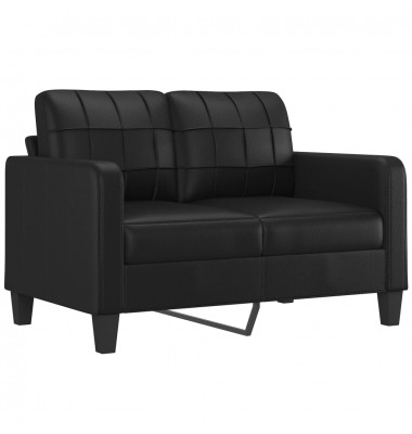  Dvivietė sofa su pagalvėlėmis, juoda, 120cm, dirbtinė oda - Sofos, sofos-lovos - 4
