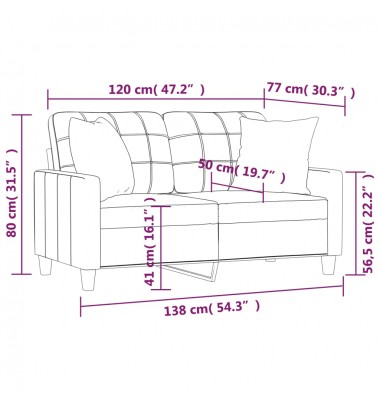  Dvivietė sofa su pagalvėlėmis, juoda, 120cm, dirbtinė oda - Sofos, sofos-lovos - 8