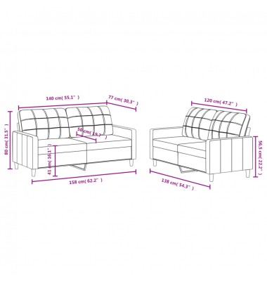 Sofos komplektas su pagalvėlėmis, 2 dalių, juodas, audinys - Sofos, sofos-lovos - 6