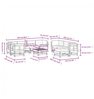  Sodo komplektas su pagalvėlėmis, 10 dalių, juodas, mediena - Lauko baldų komplektai - 9