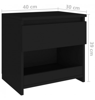  Naktinė spintelė, juodos, 40x30x39cm, MDP - Naktinės spintelės - 7