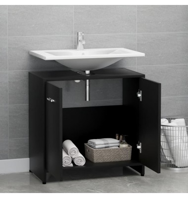 Vonios kambario spintelė, juodos spalvos, 60x33x61cm, MDP - Vonios spintelės, veidrodžiai - 4