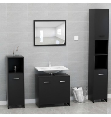 Vonios kambario spintelė, juodos spalvos, 60x33x61cm, MDP - Vonios spintelės, veidrodžiai - 8