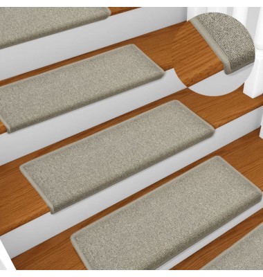  Laiptų kilimėliai, 15vnt., šviesiai pilkos spalvos, 65x21x4 cm - Laiptų kilimėliai - 1