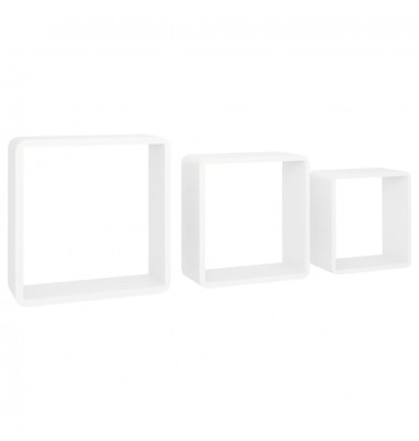  Sieninės lentynos, 3vnt., baltos spalvos, MDF, kubo formos - Pakabinamos lentynos, spintelės - 3