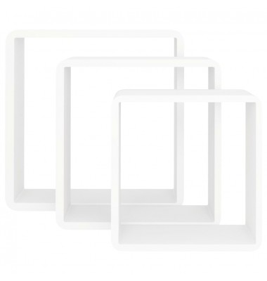  Sieninės lentynos, 3vnt., baltos spalvos, MDF, kubo formos - Pakabinamos lentynos, spintelės - 5