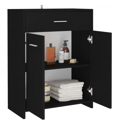  Vonios kambario spintelė, juodos spalvos, 60x33x80cm, MDP - Vonios baldų komplektai - 4