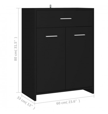  Vonios kambario spintelė, juodos spalvos, 60x33x80cm, MDP - Vonios baldų komplektai - 9
