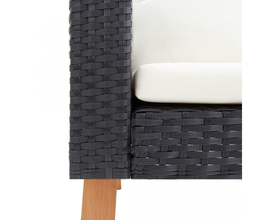  Poilsio komplektas su pagalvėmis, 4 dalių, juodas, poliratanas - Lauko baldų komplektai - 9