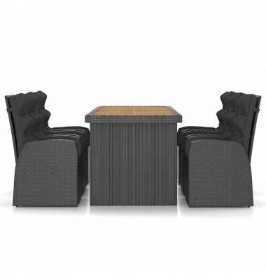  Lauko komplektas su pagalvėlėmis, 7 dalių, juodas, poliratanas - Lauko baldų komplektai - 3