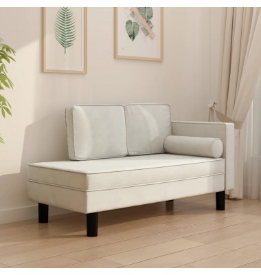  Poilsio sofa su pagalvėmis ir ilga pagalve, kreminė, aksomas - Sofos, sofos-lovos - 1