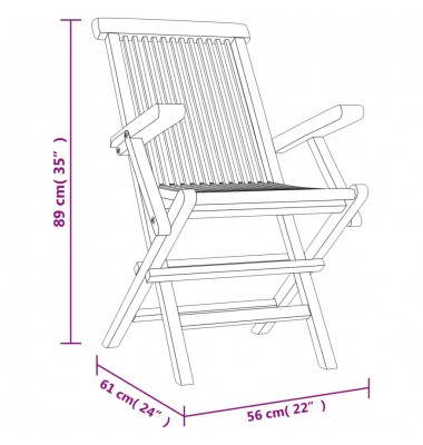  Sulankstomos sodo kėdės, 8vnt., pilkos, 56x61x89cm, tikmedis - Lauko kėdės - 5