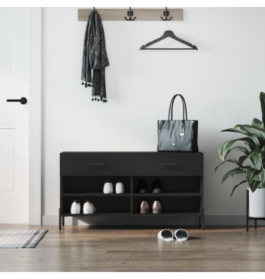  Batų suoliukas, juodos spalvos, 102x35x55cm, apdirbta mediena - Spintelės ir lentynos batams - 1