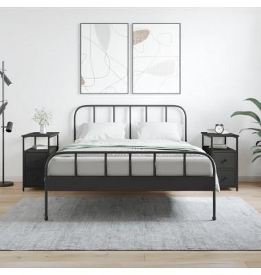  Naktinės spintelės, 2vnt., juodos, 30x60x60cm, apdirbta mediena - Naktinės spintelės - 1