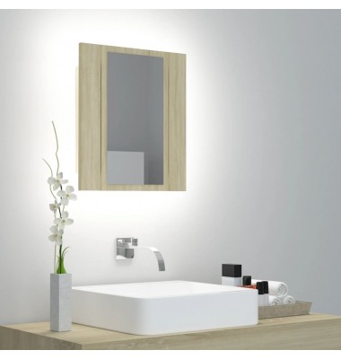  Veidrodinė vonios spintelė su LED, ąžuolo, 40x12x45cm, akrilas - Vonios spintelės, veidrodžiai - 1