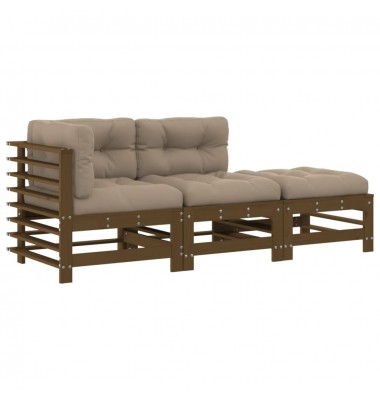  Sodo komplektas su pagalvėlėmis, 3 dalių, medaus rudas, mediena - Lauko baldų komplektai - 2