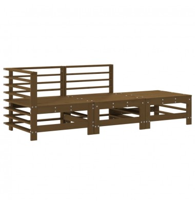  Sodo komplektas su pagalvėlėmis, 3 dalių, medaus rudas, mediena - Lauko baldų komplektai - 3