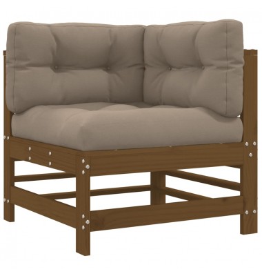  Sodo komplektas su pagalvėlėmis, 3 dalių, medaus rudas, mediena - Lauko baldų komplektai - 5