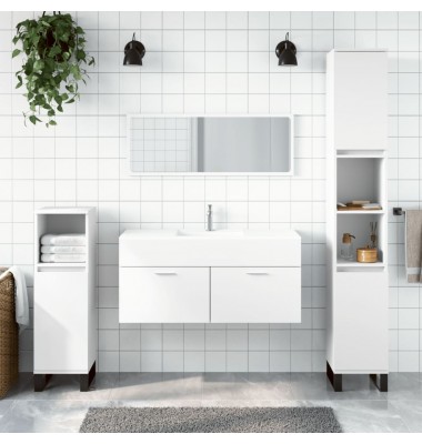  Vonios kambario spintelė su veidrodžiu, balta, apdirbta mediena - Vonios baldų komplektai - 1