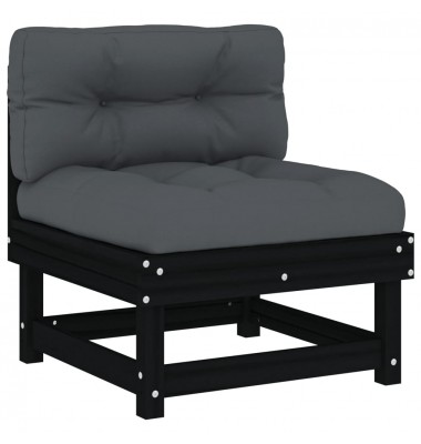  Vidurinė sofos dalis su pagalvėlėmis, juoda, pušies masyvas - Moduliniai lauko baldai - 2