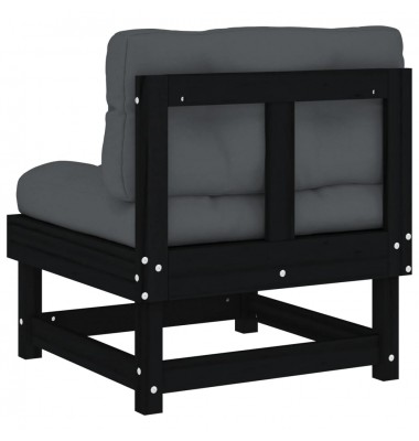  Vidurinė sofos dalis su pagalvėlėmis, juoda, pušies masyvas - Moduliniai lauko baldai - 5