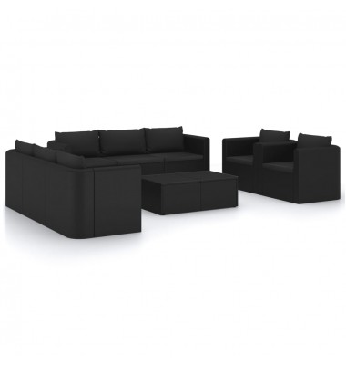  Sodo komplektas su pagalvėlėmis, 10 dalių, juodas, poliratanas - Lauko baldų komplektai - 2