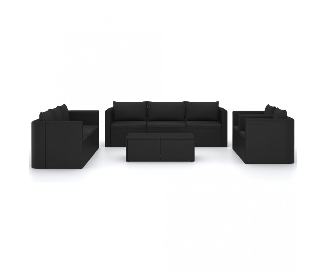  Sodo komplektas su pagalvėlėmis, 10 dalių, juodas, poliratanas - Lauko baldų komplektai - 3