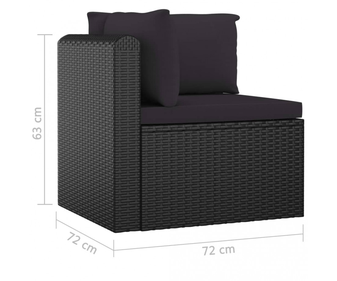  Sodo komplektas su pagalvėlėmis, 10 dalių, juodas, poliratanas - Lauko baldų komplektai - 8