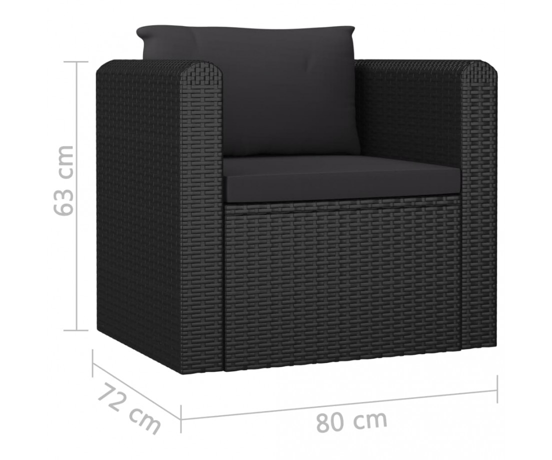  Sodo komplektas su pagalvėlėmis, 10 dalių, juodas, poliratanas - Lauko baldų komplektai - 11